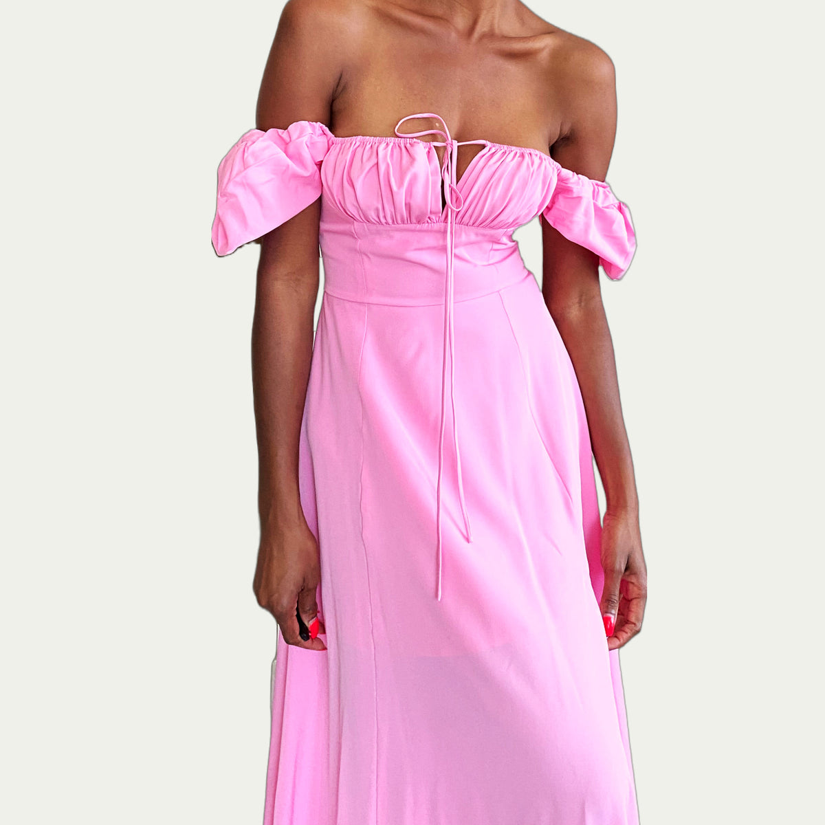 Off-Shoulder Puff Sleeve Dress (Esmeralda)