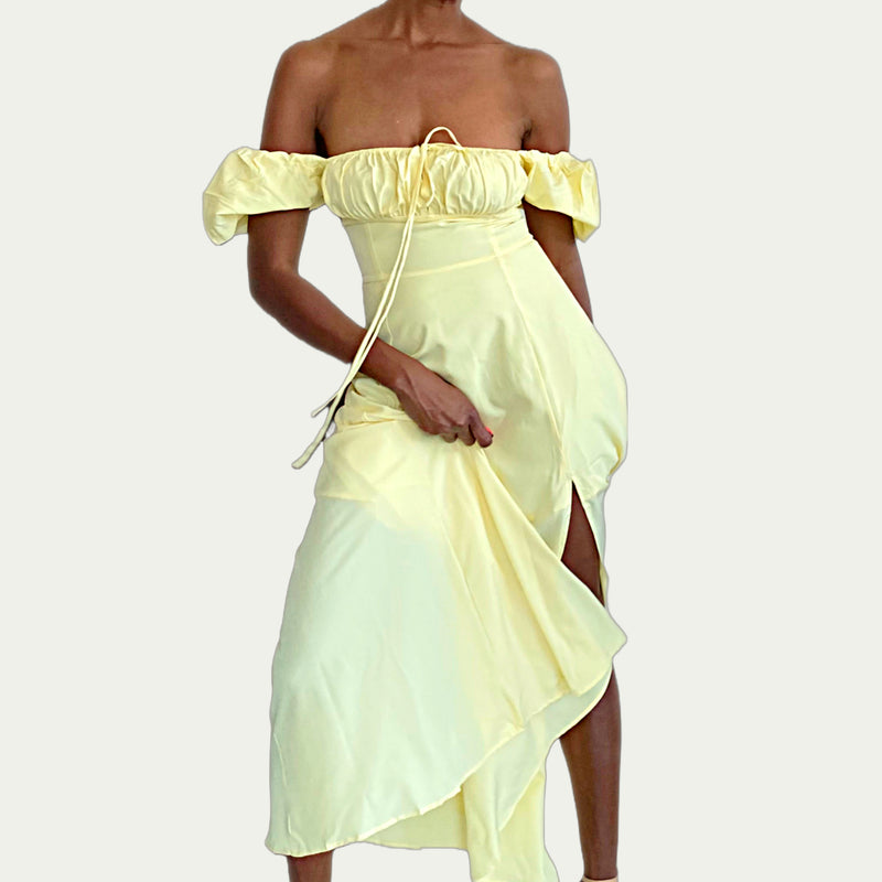 Off-Shoulder Puff Sleeve Dress (Esmeralda)