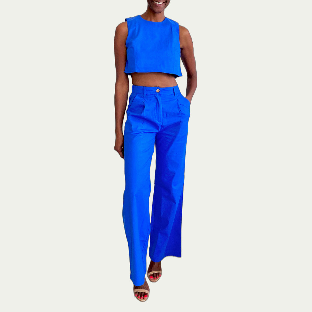 Linen Crop Top & Pants Set (Karina)