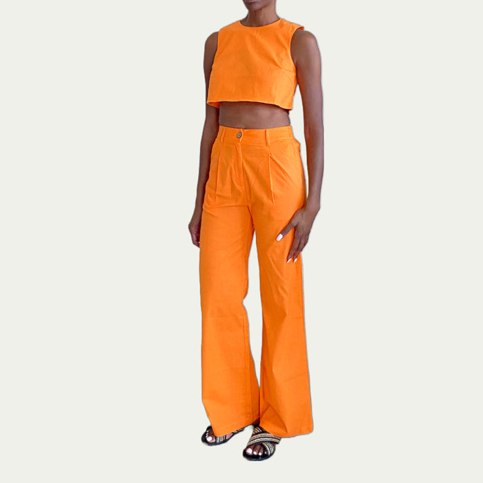 Linen Crop Top & Pants Set (Karina)