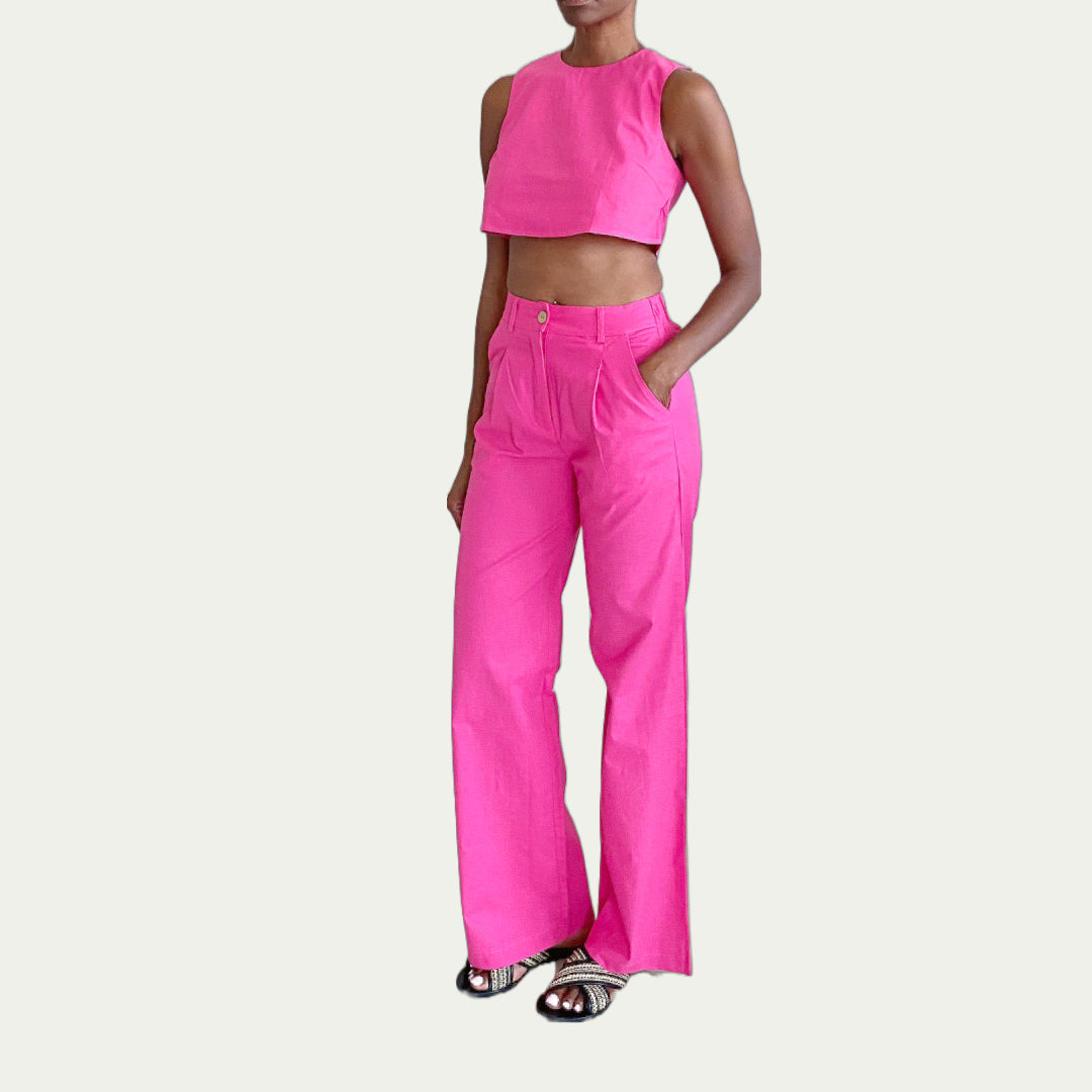 Linen Crop Top & Pants Set (Karina)